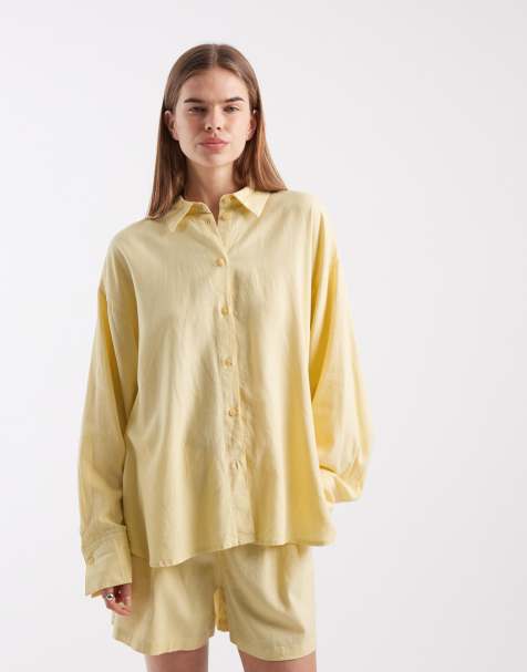 JJXX - Camicia in misto lino giallo burro in coordinato - view 1