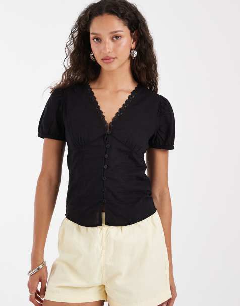 JJXX - Camisa negra ajustada de manga corta de popelina - view 1