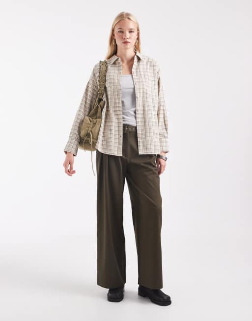JJXX - Camisa oversize a cuadros en beige, 2 de 4