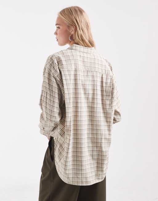 JJXX - Camisa oversize a cuadros en beige, 4 de 4