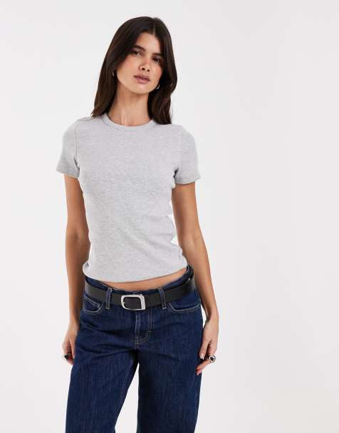 JJXX - camiseta acanalada en gris claro - view 1