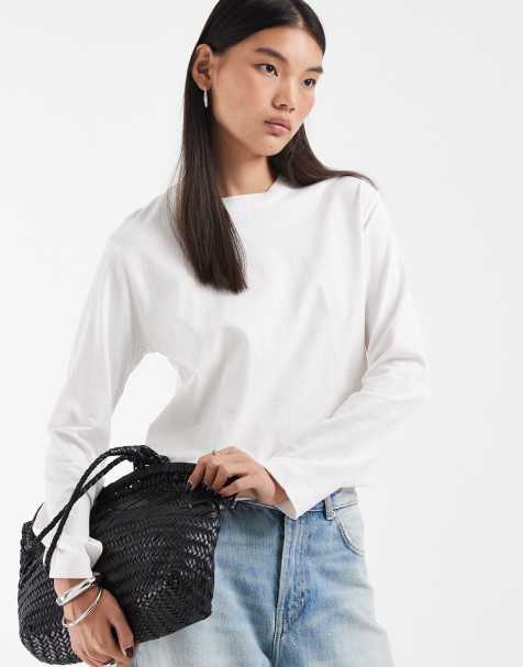 JJXX - camiseta boxy de manga larga en blanco - view 1