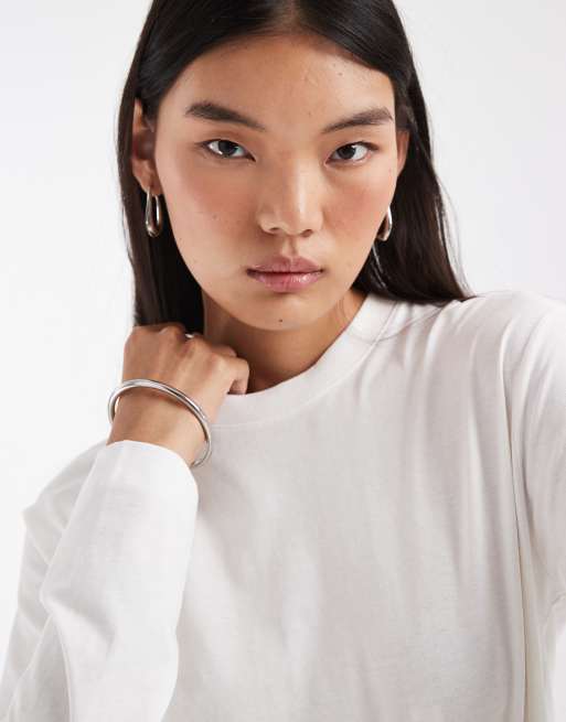 JJXX - camiseta boxy de manga larga en blanco, 3 de 4