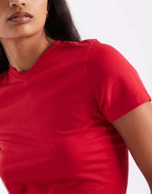 JJXX - camiseta de cuello de pico roja, 3 de 4