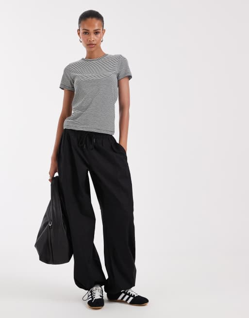 JJXX - camiseta de punto a rayas negras y blancas, 2 de 4