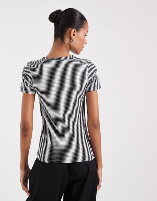 JJXX - camiseta de punto a rayas negras y blancas, 4 de 4