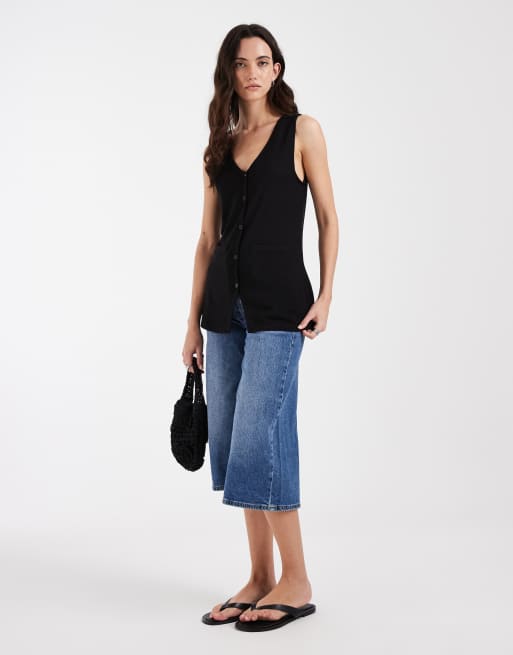 JJXX - Camiseta larga negra de tirantes de punto, 2 de 4