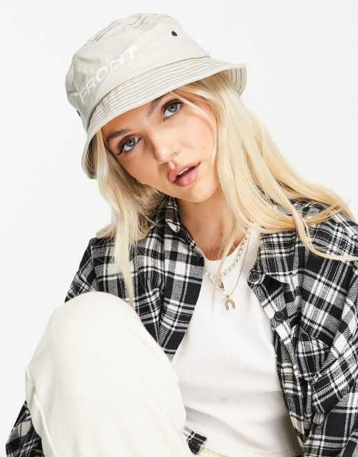 JJXX - Cappello da pescatore con cuciture a contrasto color crema