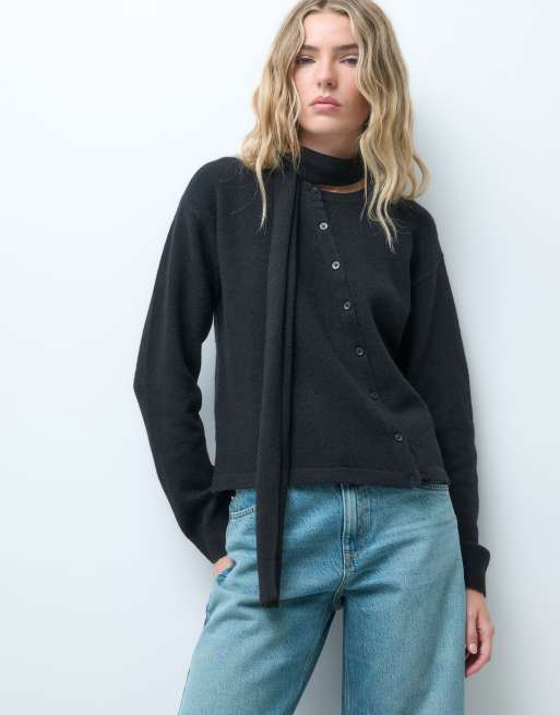 JJXX cardigan con sciarpa nero, 3 di 4
