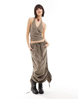 JJXX cargo maxi skirt co-ord in taupe