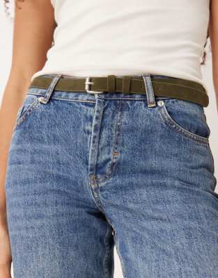 JJXX - Ceinture en cuir et daim - Kaki-Brown