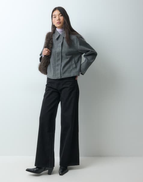 JJXX chaqueta corta con efecto lana en gris - view 1