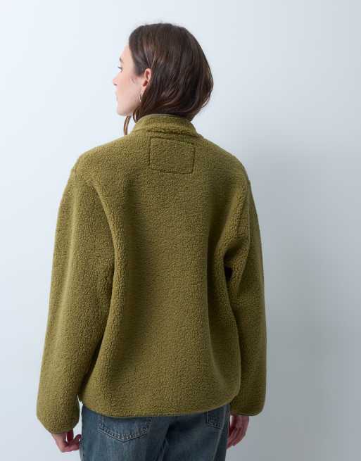 JJXX chaqueta teddy con cuello alto en verde aguacate, 4 de 4
