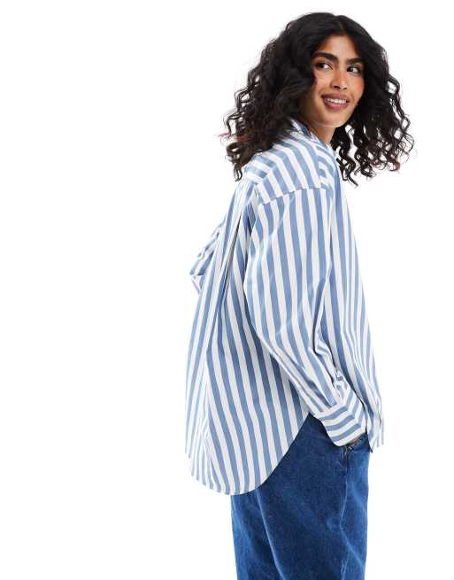 JJXX - Chemise oversize rayée - Bleu, 3 de 4