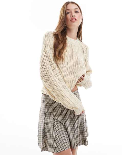 JJXX chunky cropped jumper in buttermilk - view 1