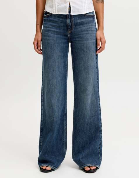 JJXX Flared fit jeans in dark blue denim