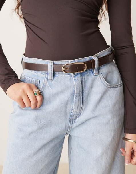 JJXX - Cintura skinny marrone con fibbia circolare - view 1