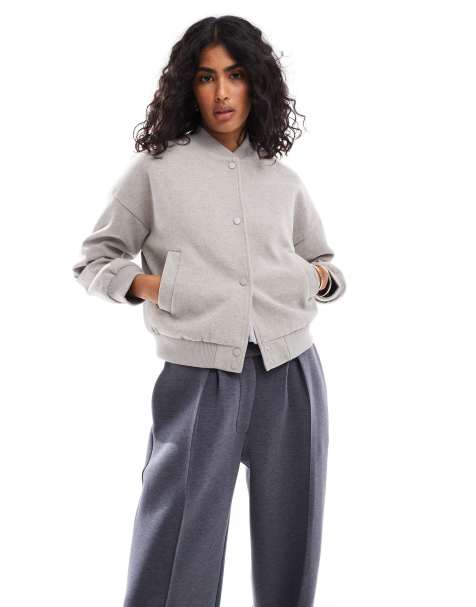 JJXX clean cropped bomber in grey - view 1