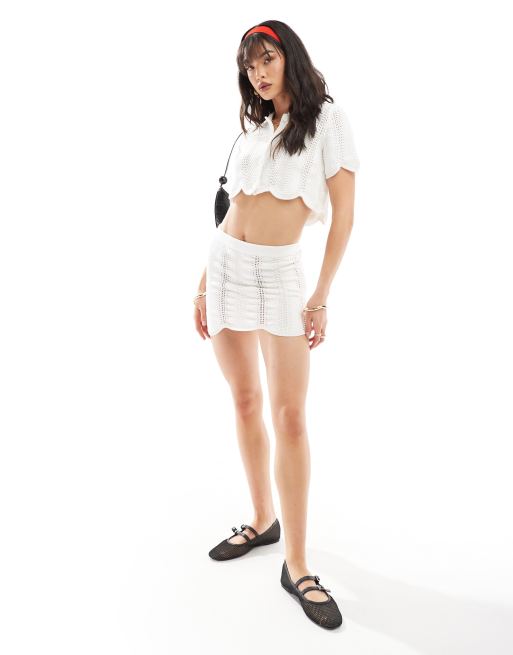 JJXX co-ord crochet set in white