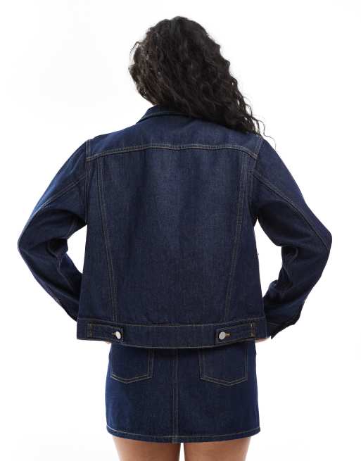 JJXX co ord denim jacket in dark blue, 4 of 4