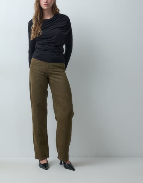 JJXX co-ord faux suede pant in brown - view 1