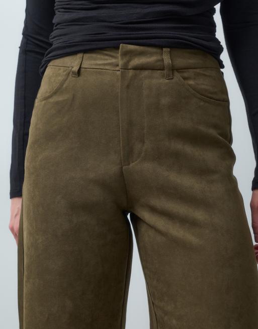 JJXX co-ord faux suede pant in brown, 4 of 5