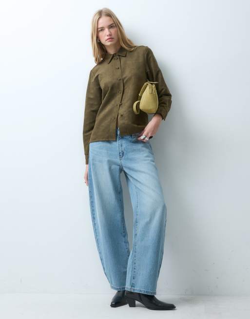 JJXX co-ord faux suede shirt in brown, 2 of 4