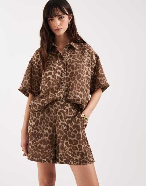 JJXX co ord leopard shorts in multi - view 1