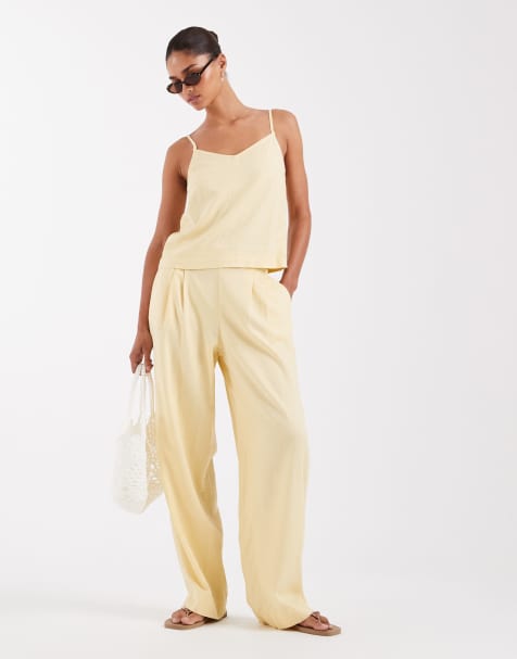JJXX co ord linen blend trousers in butteryellow