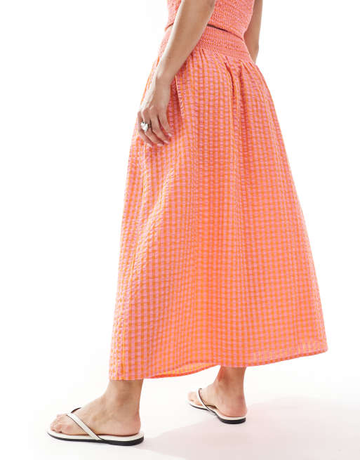 【ok.soon】 新品未使用⭐︎gingham check long skirt Lune Check Long Skirt, Blue