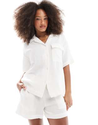 JJXX JJXX co-ord oversized muslin shirt in white