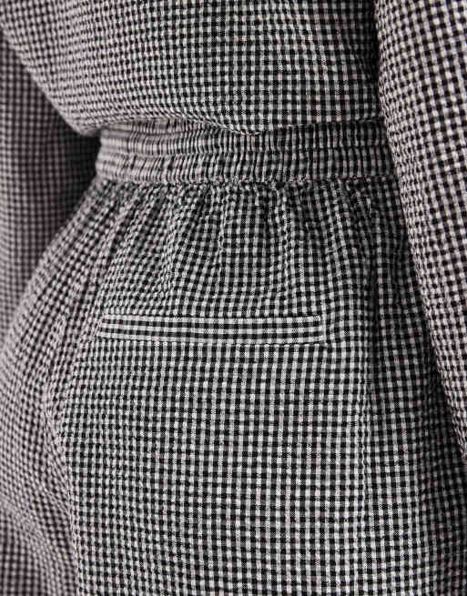 JJXX co ord seersucker gingham shorts in black and white, 5 of 5