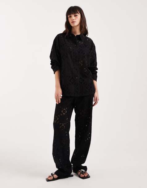 JJXX - Co-ord set met broderie in zwart - view 1