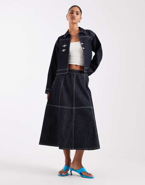 JJXX - Co-ord set van donker denim met contrasterende stiksels - view 1