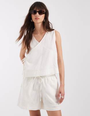 Jjxx Co-ord Top With Tie Detail In White