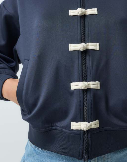JJXX co-ord trainingsjack met pankou-sluiting in navy, 3 van 4
