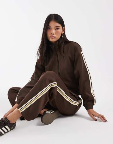JJXX co-ord with stripe detail in brown - view 1