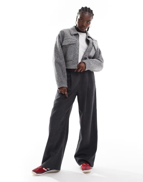 JJXX collared bomber jacket in grey - view 1