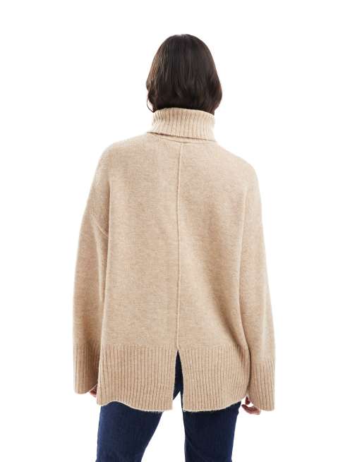 JJXX - Cremehvid oversized trøje med rullekrave og tekstur i strik, 2 af 4