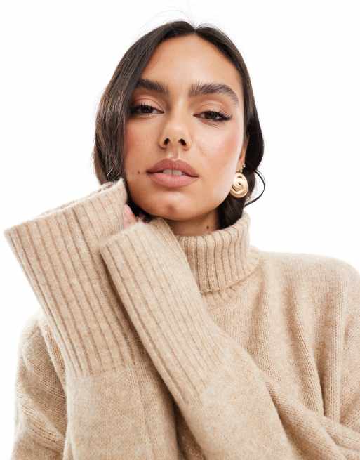 JJXX - Cremehvid oversized trøje med rullekrave og tekstur i strik, 3 af 4