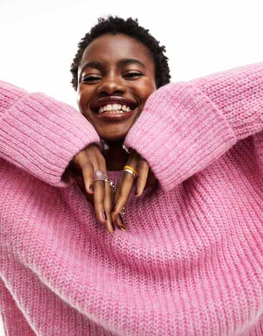 Pink Knit Crew Neck Jumper