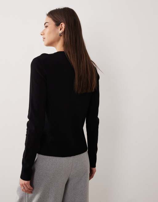 JJXX crew neck knit cardigan in black, 4 of 4