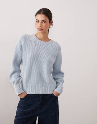 Jjxx Crew Neck Ribbed Sweater In Blue