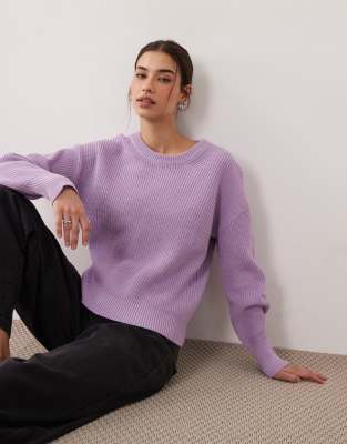 Jjxx Crew Neck Ribbed Sweater In Purple