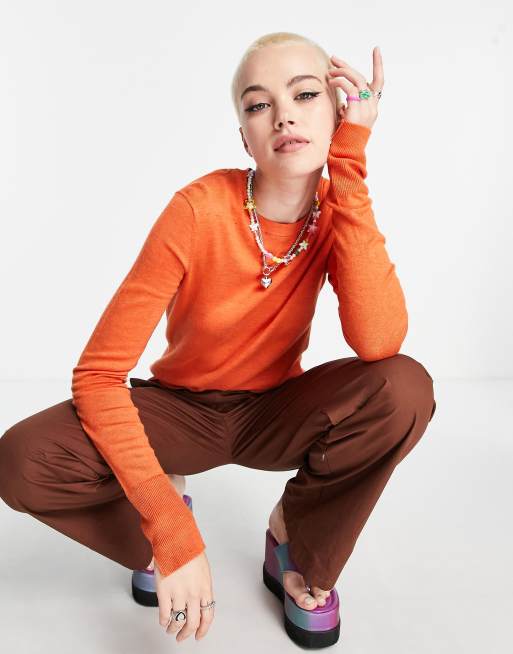 JJXX crew neck sweater in bright orange