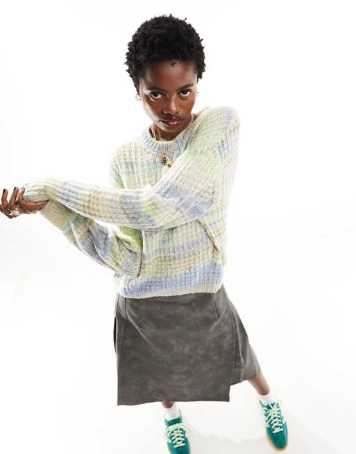 JJXX crew neck sweater in green and blue
