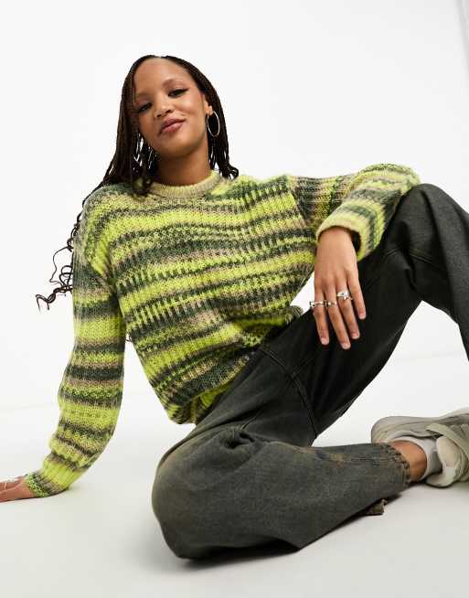 JJXX crew neck sweater in lime space dye