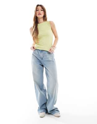 Jjxx Crinkle Top With Back Ties In Green