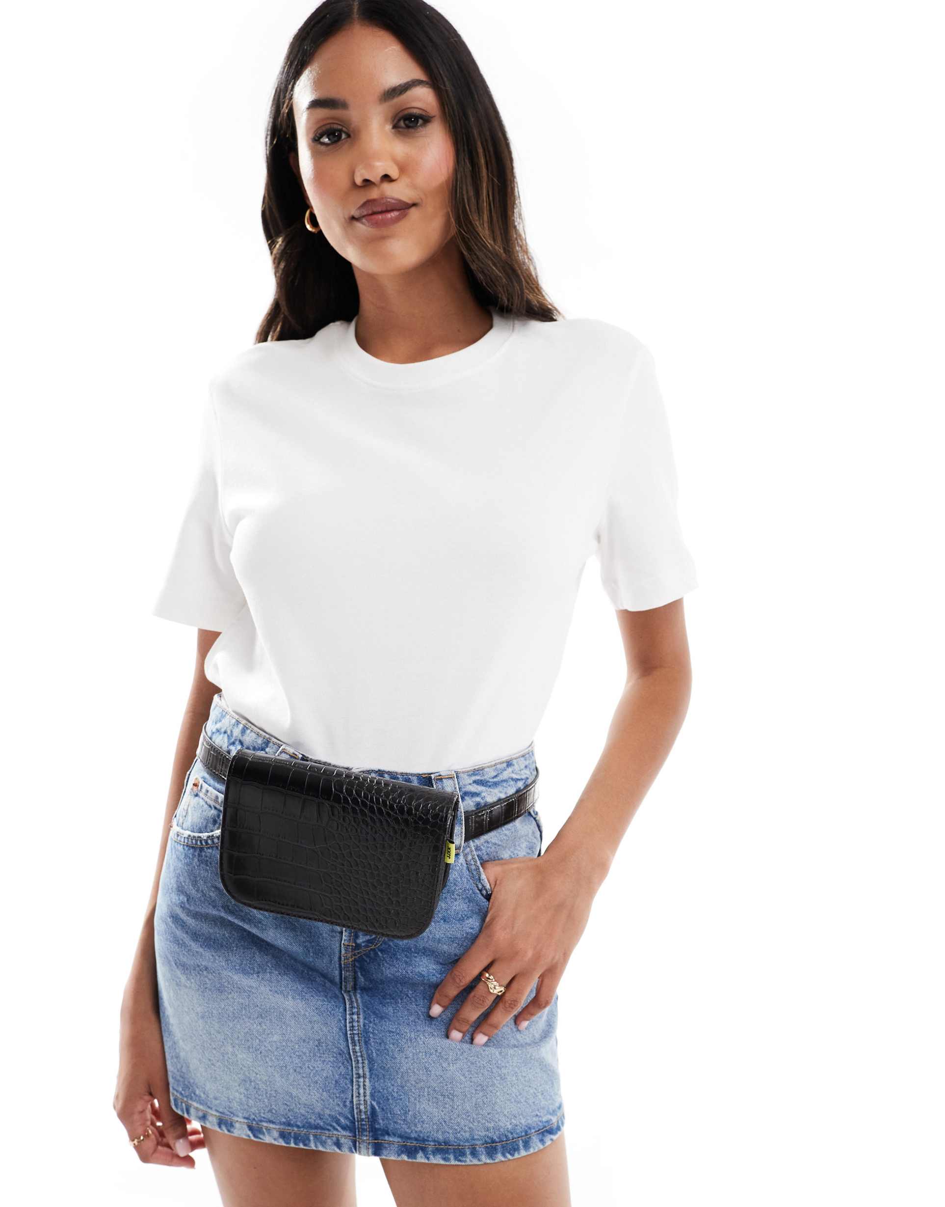 jjxx croc belt bag in black