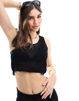 crochet crop tank top in black - part of a set